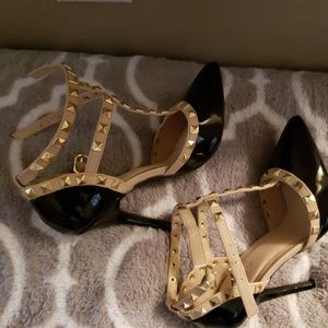 Black Spike Studded Heels